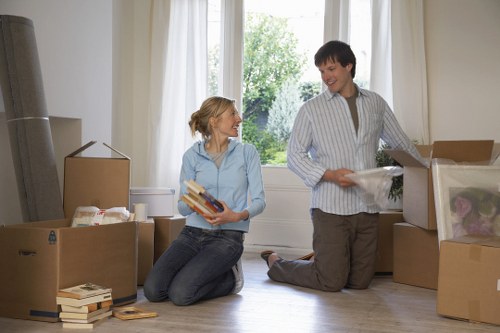 Packed moving boxes and furniture for a Southwark home or office relocation