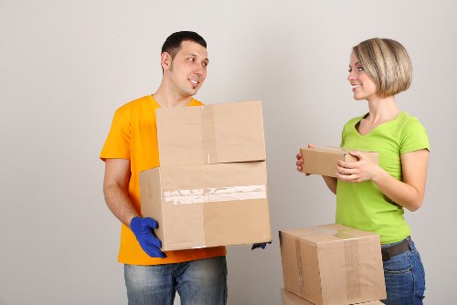 Boxes and wrapped furniture prepared for a Southwark moving day